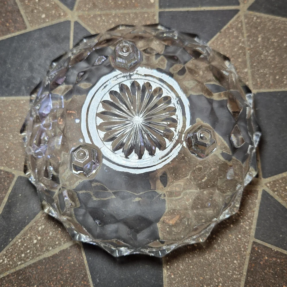 Clear Glass Cubist Tri-Footed Bowl